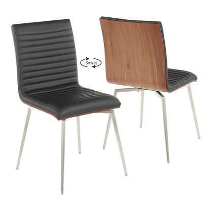 Mason - Contemporary Dining / Chair With Swivel (Set of 2) - Walnut / Black