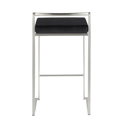 Fuji - Contemporary, Stackable Counter Stool (Set of 2) - Black
