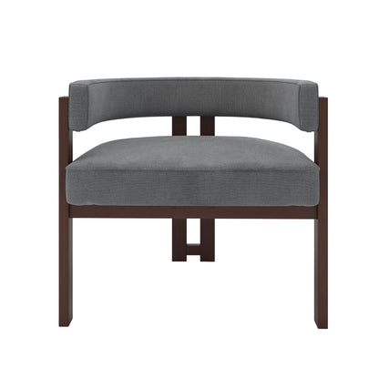Modern Accent Chair Teddy Upholstered Armchair With Open Back 3 Legs Barrel Dining Chair Comfy Side Chair (Set of 2) - Gray