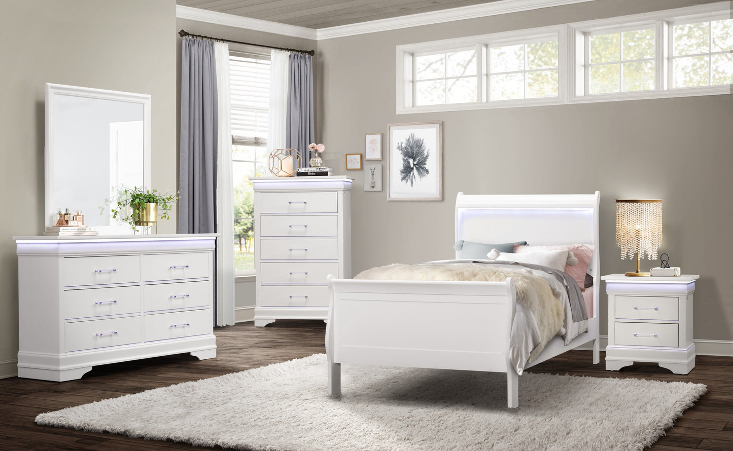Charlston - Chest With LED - White