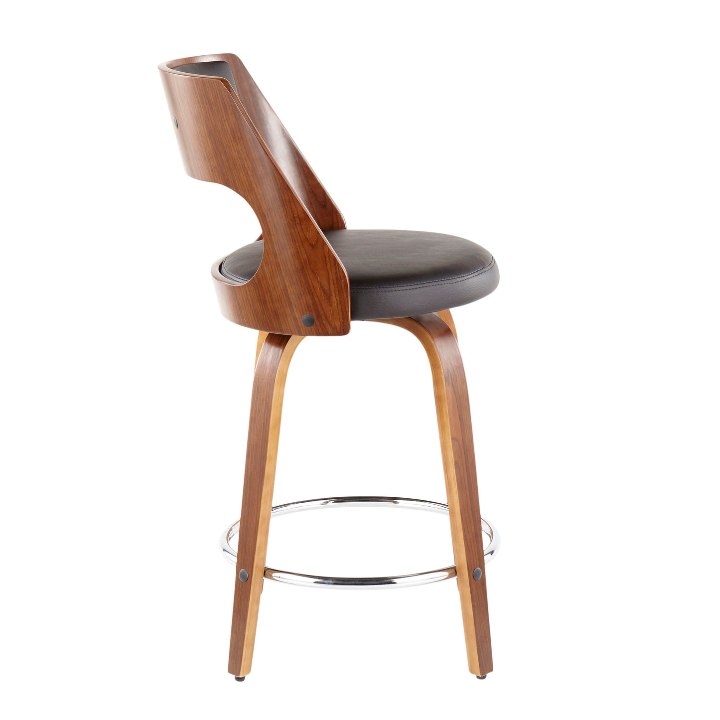 Cecina - Mid-Century Modern Counter Stool With Swivel (Set of 2) - Walnut / Brown