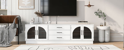 Modern Minimalist TV Stand For TVs Up To 75", Entertainment Center Media Console Cabinet With Adjustable Shelves For Living Room - White