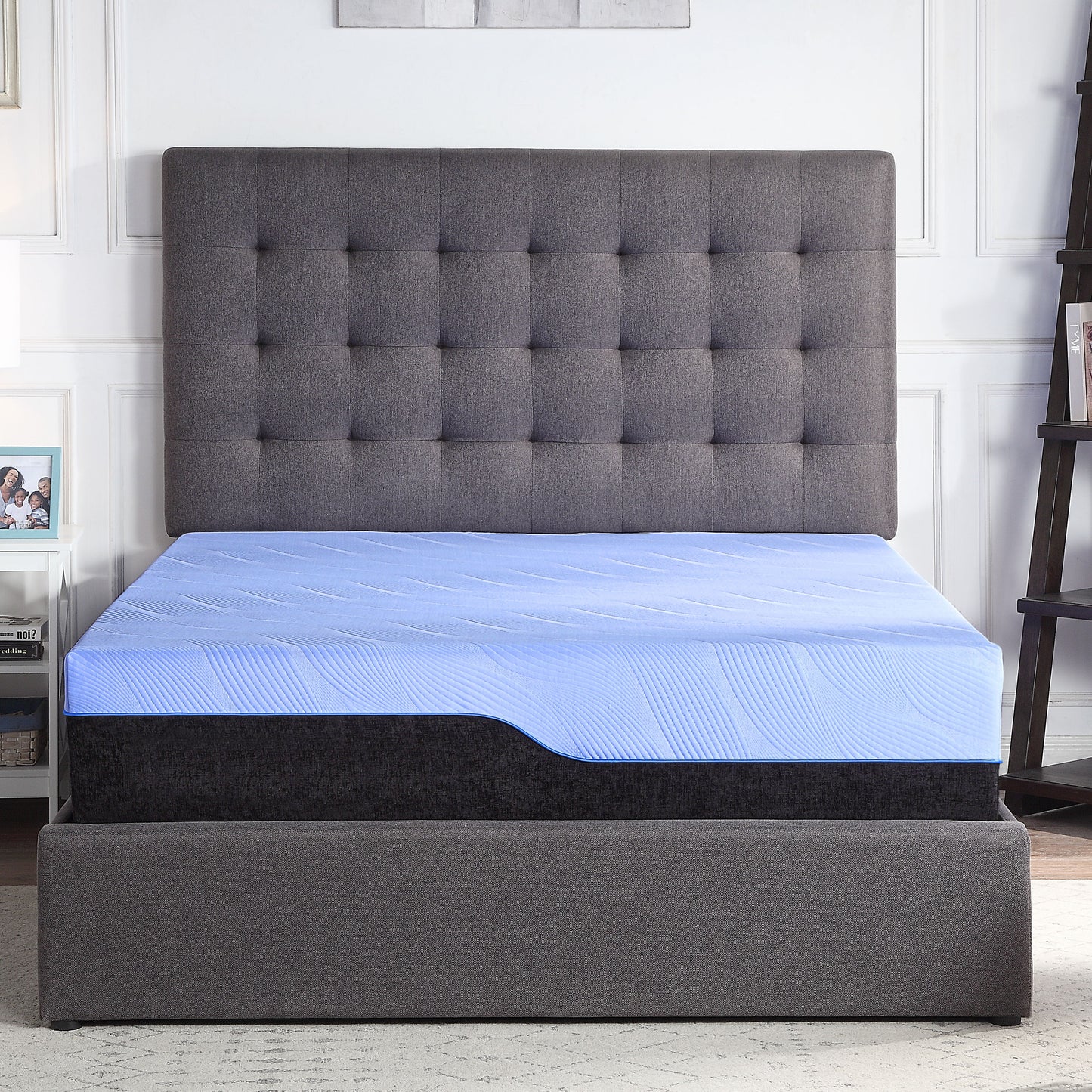 Refresh - 12" King Size Hybrid Cooling Fast Responding Latex Foam And Coil Mattress - Blue