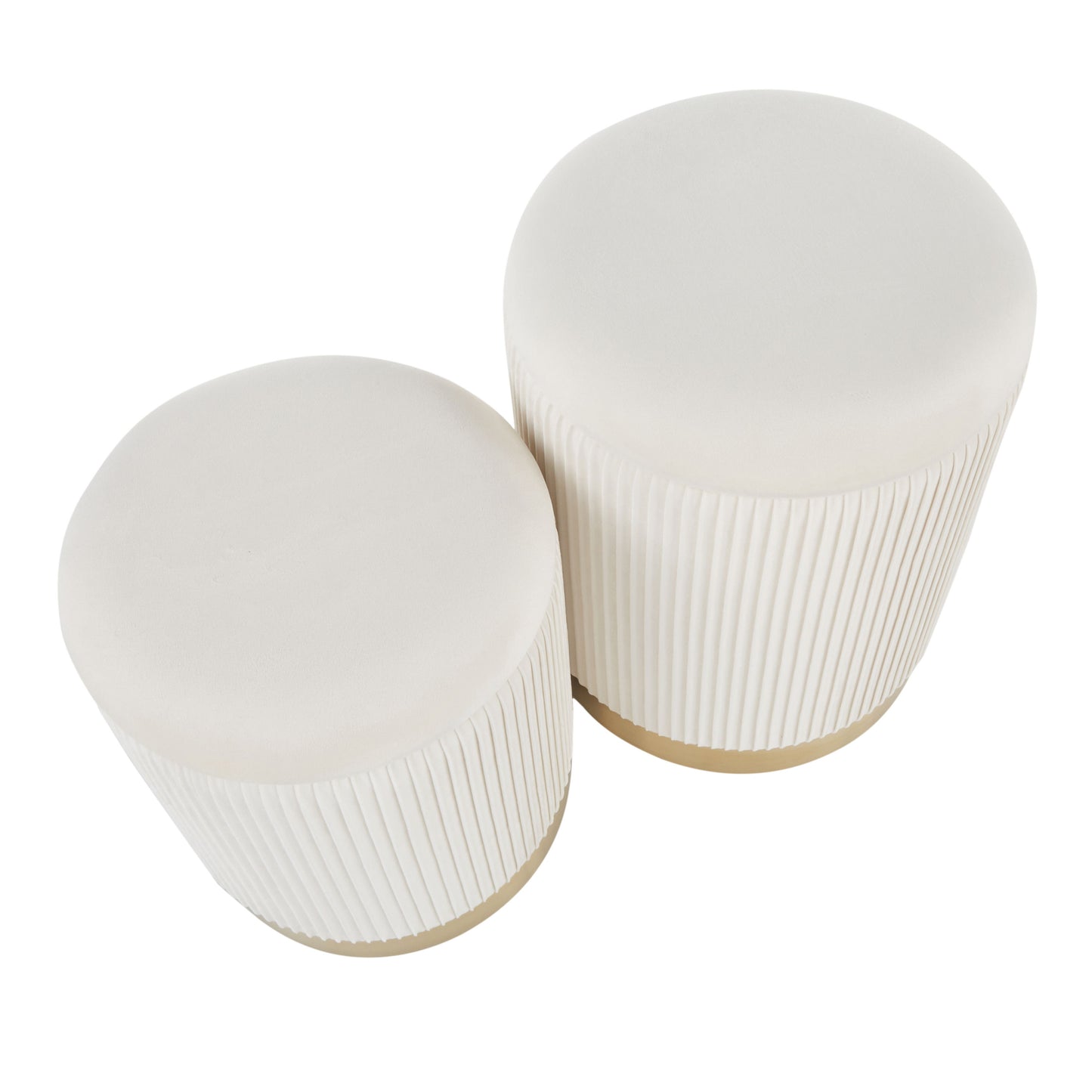 Marla - Contemporary Nesting Pleated Ottoman Set - Gold / Cream