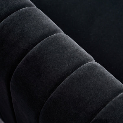 Contemporary Velvet Sofa Couch For Living Room - Black