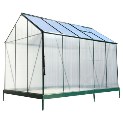 6.3'*10.2'*7' Polycarbonate Greenhouse, Heavy Duty Outdoor Aluminum Walk-In Green House Kit With Rain Gutter, Vent And Door For Backyard Garden - Green