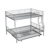 Full Long Over Queen Metal Bunk Bed With Trundle - Silver