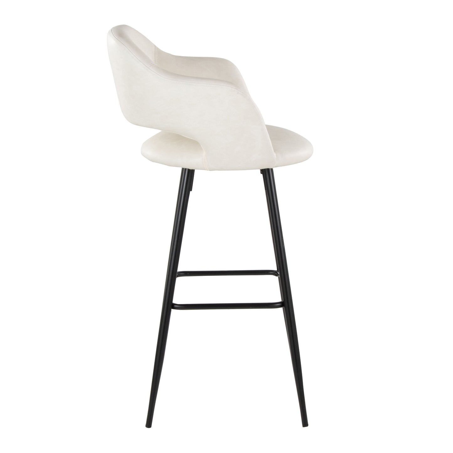 Margarite - Contemporary Fixed Height BarStool With Square Footrest (Set of 2) - Black / Cream