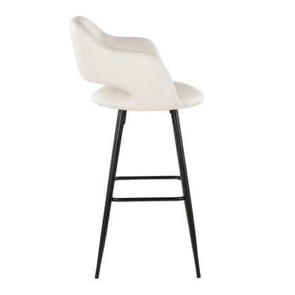 Margarite - Contemporary Fixed Height BarStool With Square Footrest (Set of 2) - Black / Cream