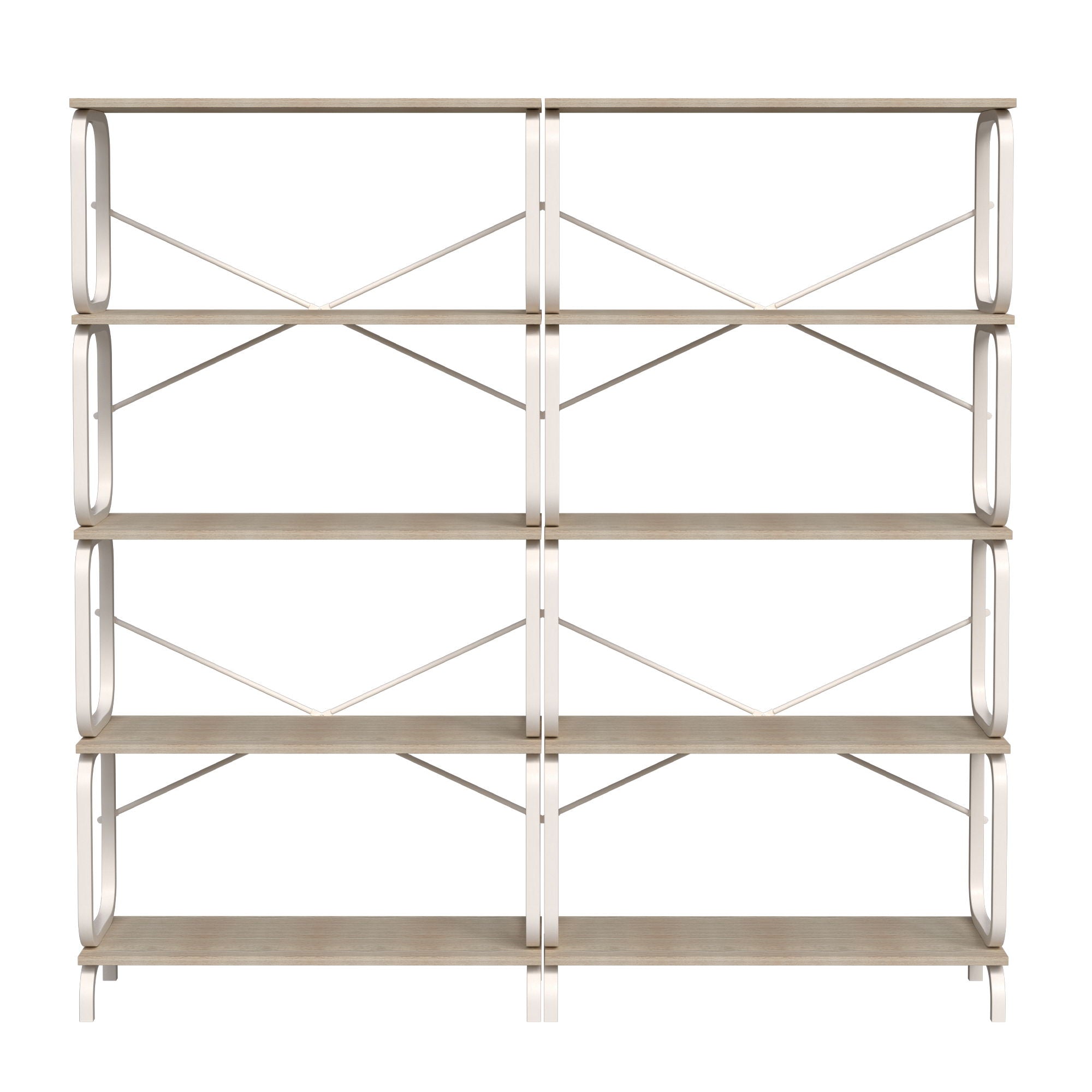 Vintage Industrial Style 5 Tier Large Bookshelf - White