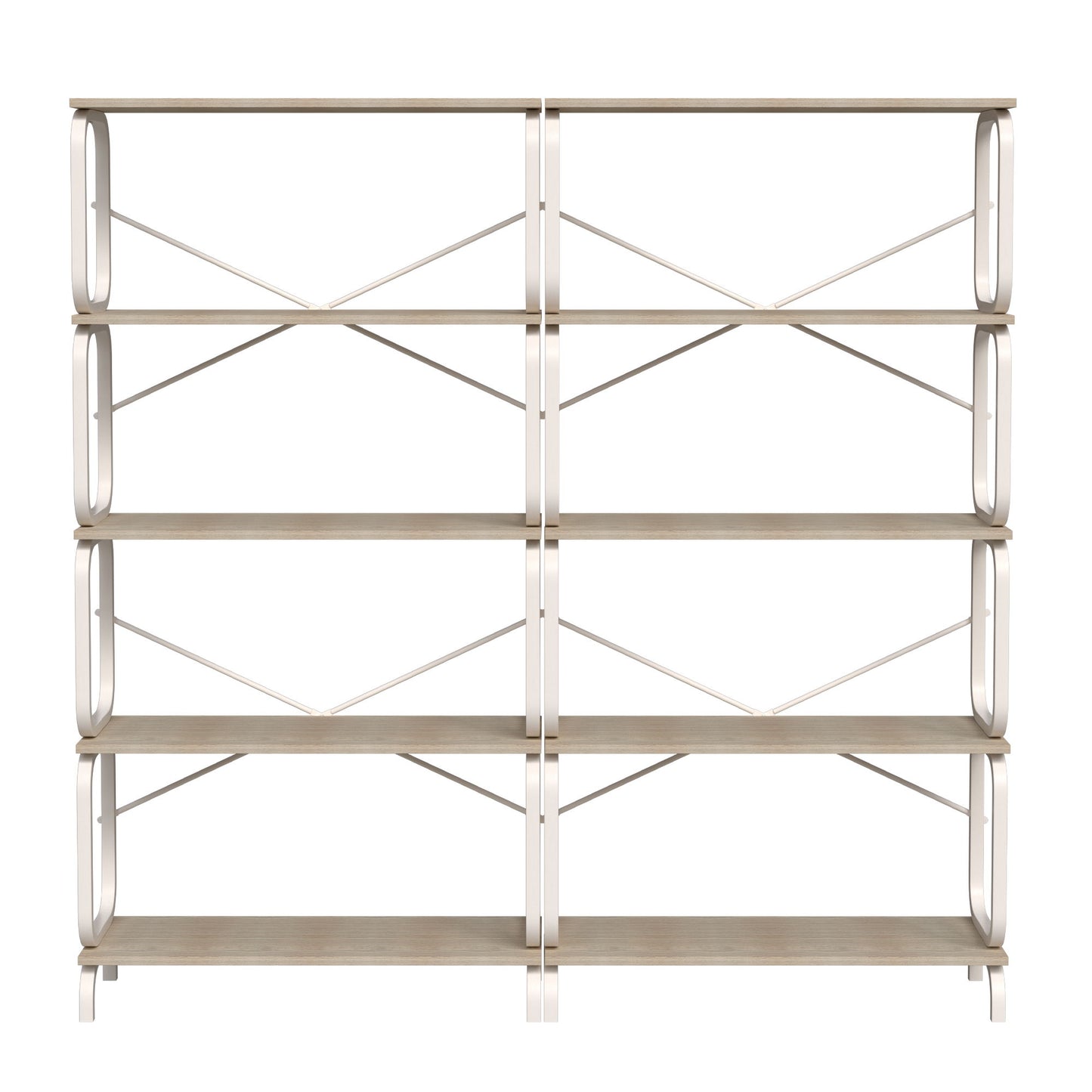 Vintage Industrial Style 5 Tier Large Bookshelf - White