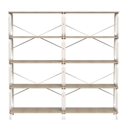 Vintage Industrial Style 5 Tier Large Bookshelf - White