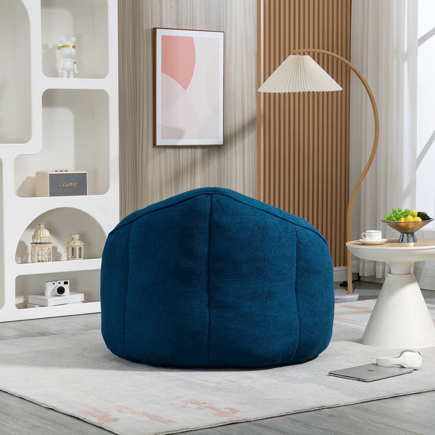 Bedding Bean Bag Sofa Chair High Pressure Foam Bean Bag Chair Adult Material With Padded Foam Padding Compressed Bean Bag With Footrest - Blue