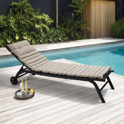Outdoor Lounge Chair Cushion Replacement Patio Funiture Seat Cushion Chaise Lounge Cushion (Set of 2) - Khaki