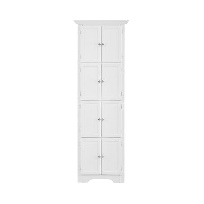 Tall Storage Cabinet With Doors And 4 Shelves For Living Room, Kitchen, Office, Bedroom, Bathroom, Modern - White