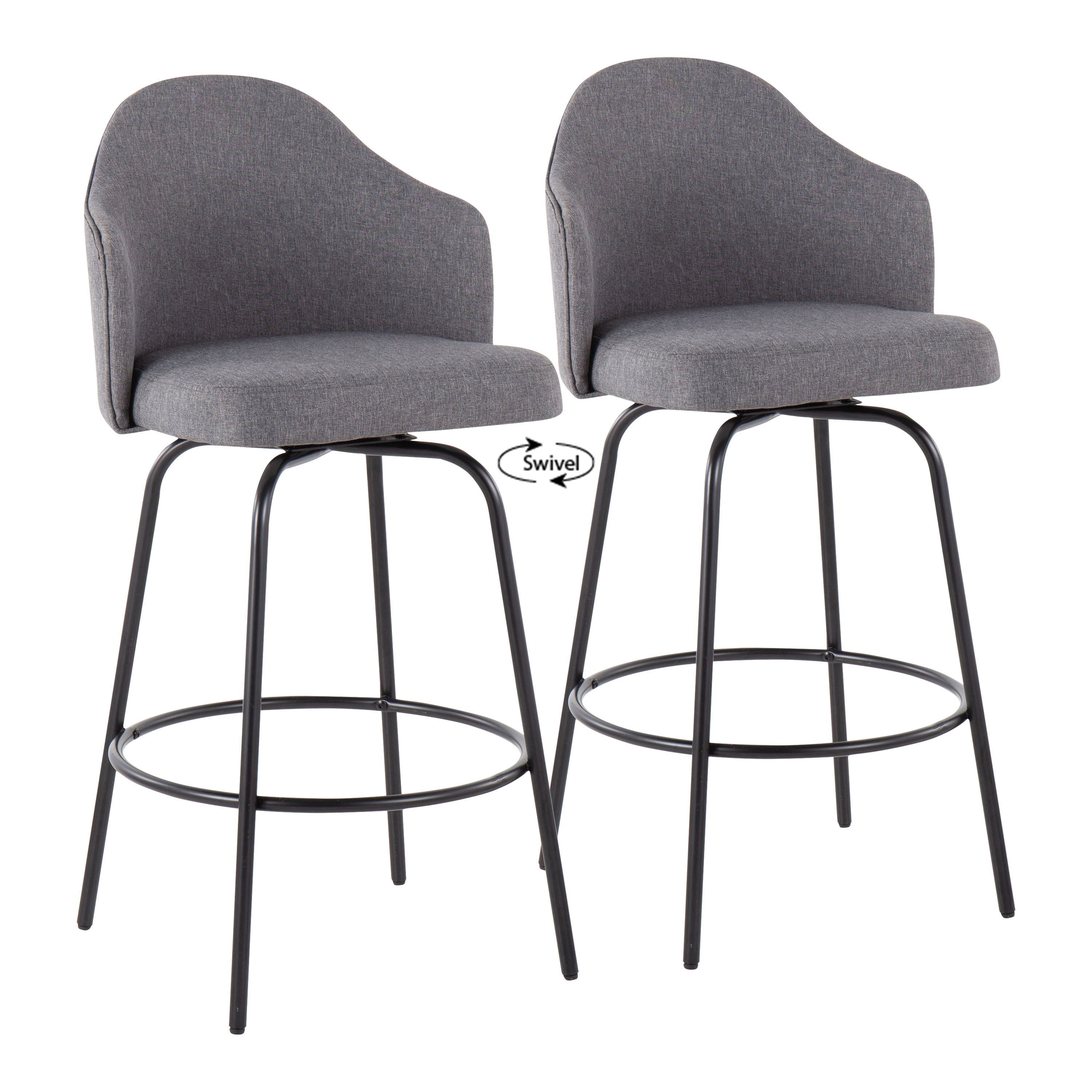 Ahoy - Contemporary Fixed Height Counter Stool (Set of 2) - Black / Gray