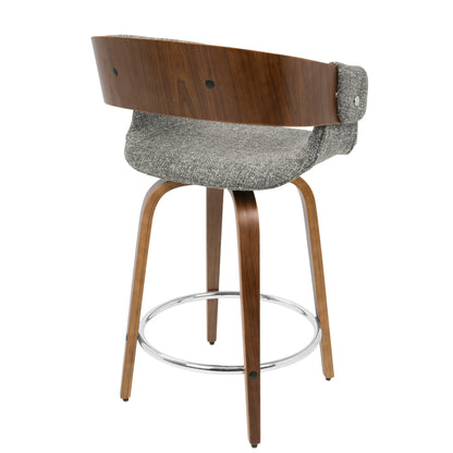 Elisa - Mid-Century Modern Counter Stool (Set of 2) - Walnut / Gray