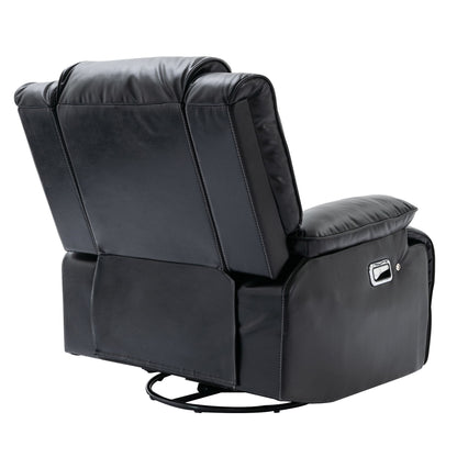 360ÔøΩÔøΩ Swivel And Rocking Home Theater Recliner Manual Recliner Chair With A Led Light Strip For Living Room - Black