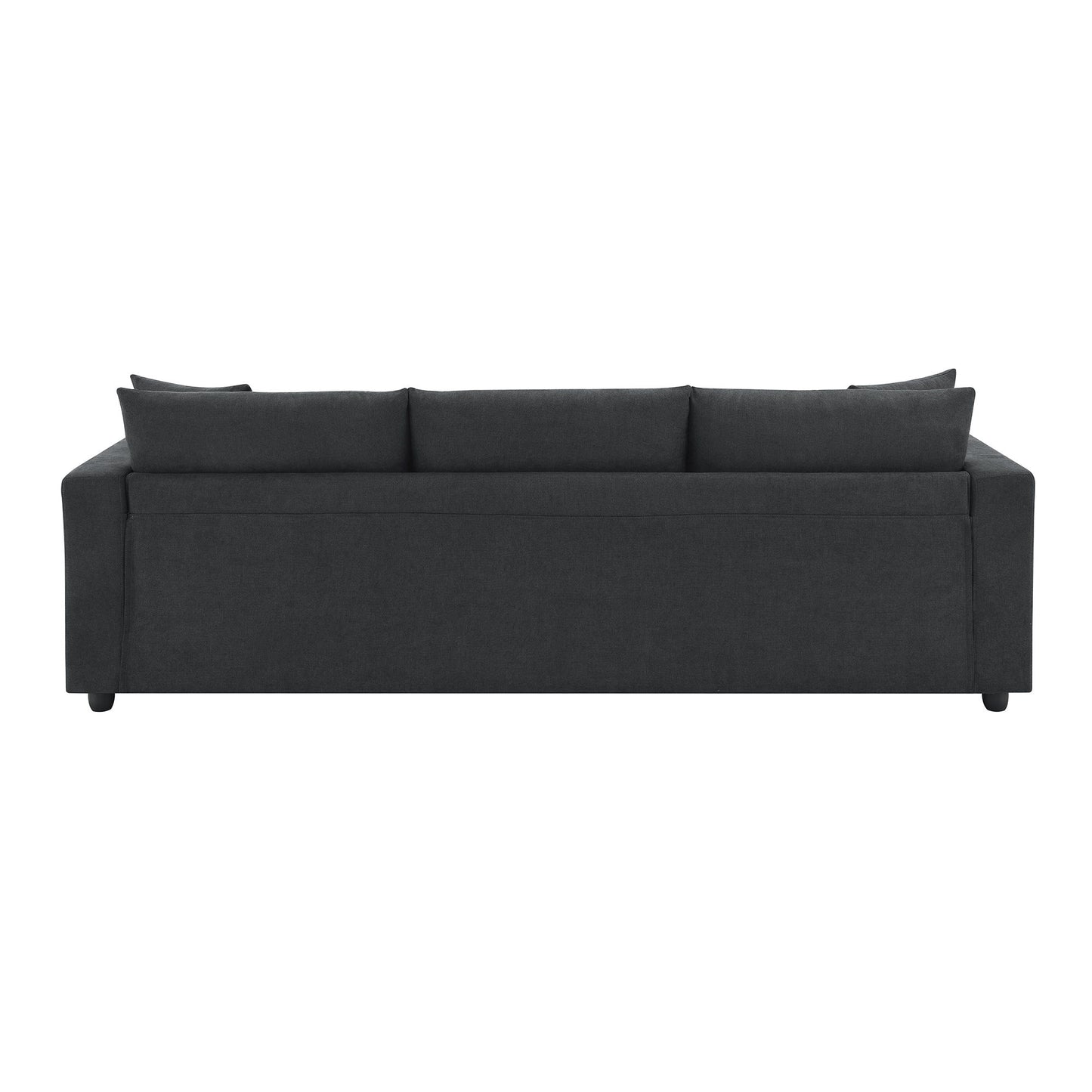 Modern Sectional Sofa, L-Shaped Couch Set With 2 Free Pillows, 4 Seat Polyester Fabric Couch Set With Convertible Ottoman - Black