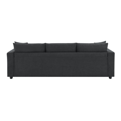 Modern Sectional Sofa, L-Shaped Couch Set With 2 Free Pillows, 4 Seat Polyester Fabric Couch Set With Convertible Ottoman - Black