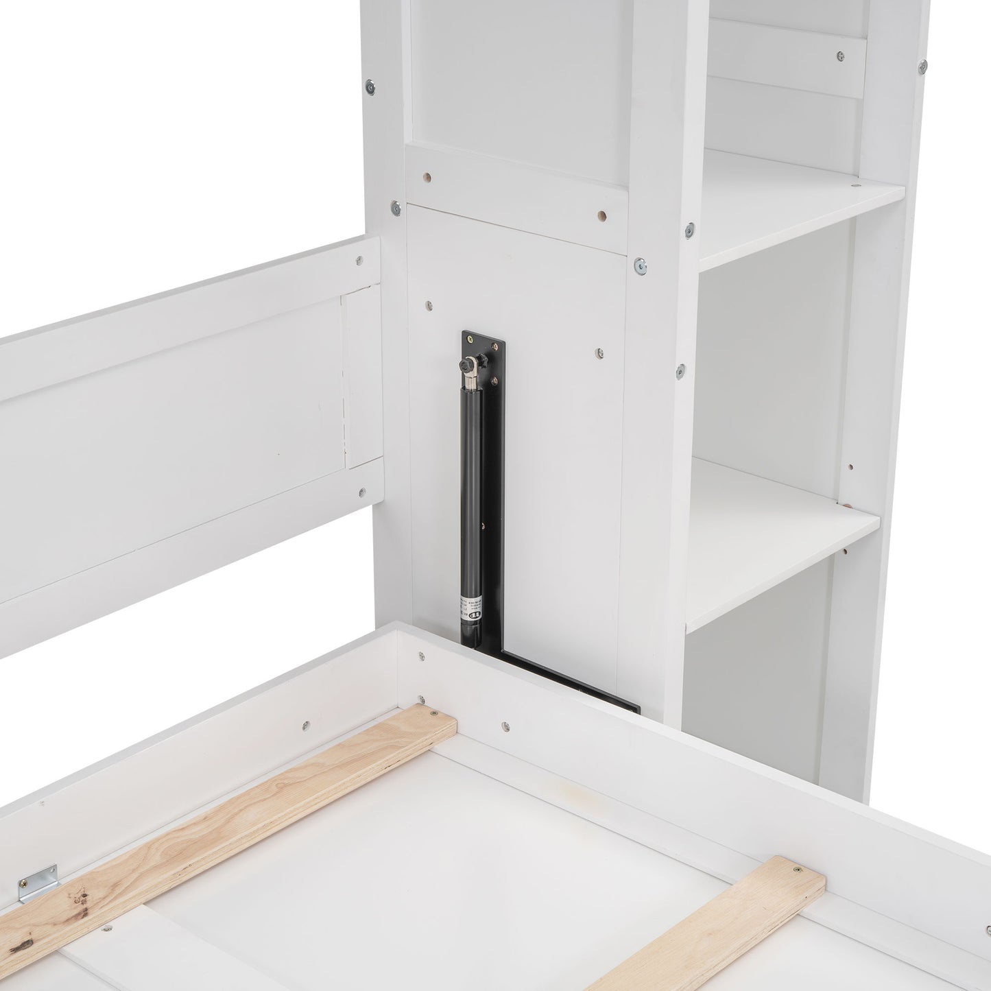 Full Size Murphy Wall Bed With Shelves And LED Lights - White