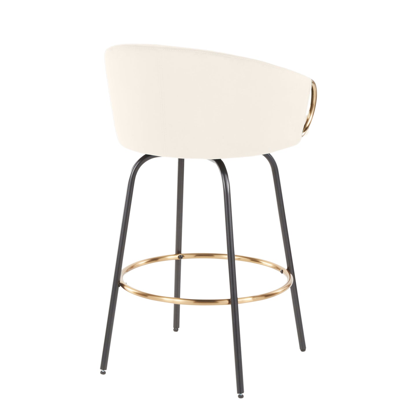 Claire - Contemporary / Glam Fixed Height Counter Stool With Swivel With Accents (Set of 2) - Cream