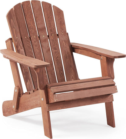 Oversize Outdoor Folding Adirondack Chair, Patio Chair For Garden Backyard Porch Pool Deck Firepit - Coffee