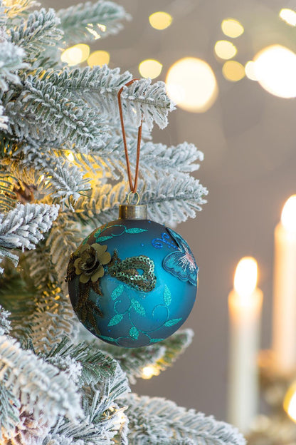 Christmas Ball Ornaments, Glass Decorative Hanging Ball Christmas Tree Ornaments For Holiday Party Decorations (Set of 6) - Blue