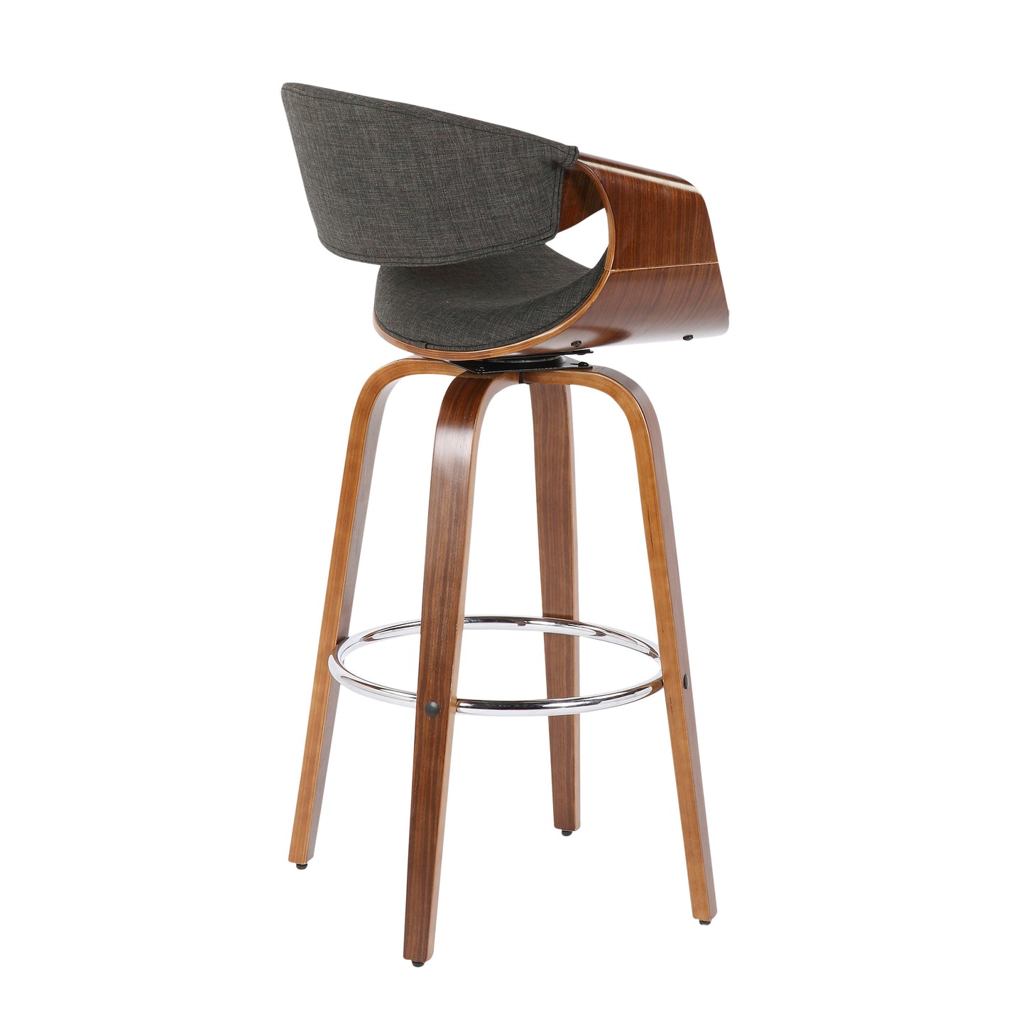 Curvini - Mid-Century Modern Barstool (Set of 2) - Walnut / Charcoal