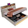 Queen Size Upholstered Platform Bed With A Hydraulic Storage System, LED And USB Charging (Without Mattress) - Natural
