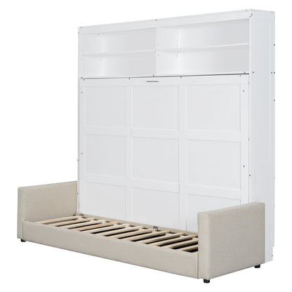 Queen Size Murphy Wall Bed With Sofa - White