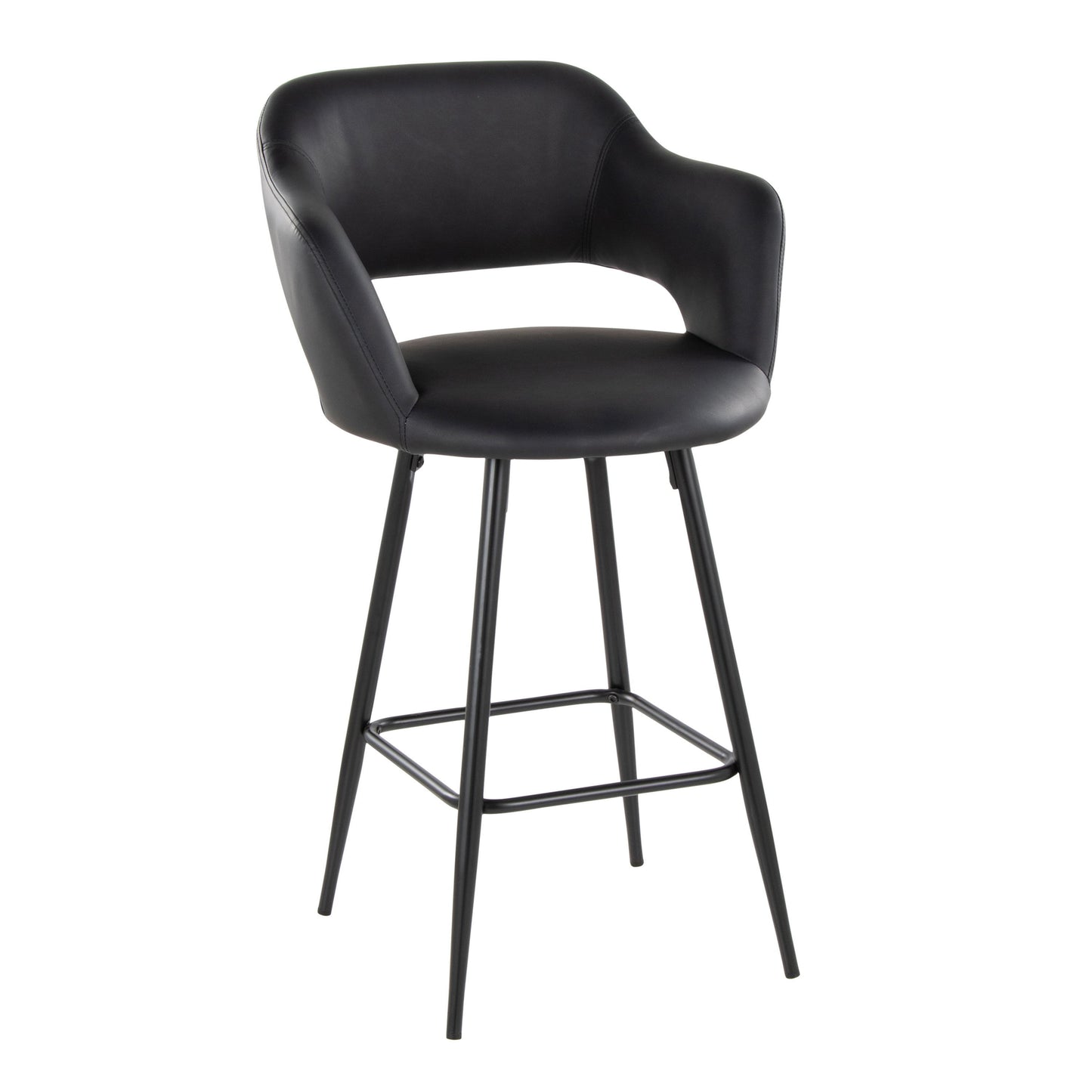 Margarite - Contemporary Fixed Height Counter Stool With Square Footrest (Set of 2) - Black
