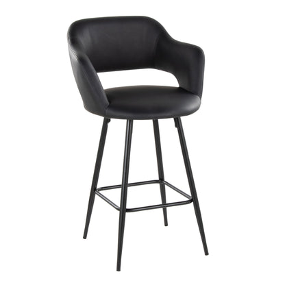 Margarite - Contemporary Fixed Height Counter Stool With Square Footrest (Set of 2) - Black