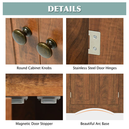 Triangle Bathroom Storage Cabinet With Adjustable Shelves, Freestanding Floor Cabinet For Home Kitchen - Brown