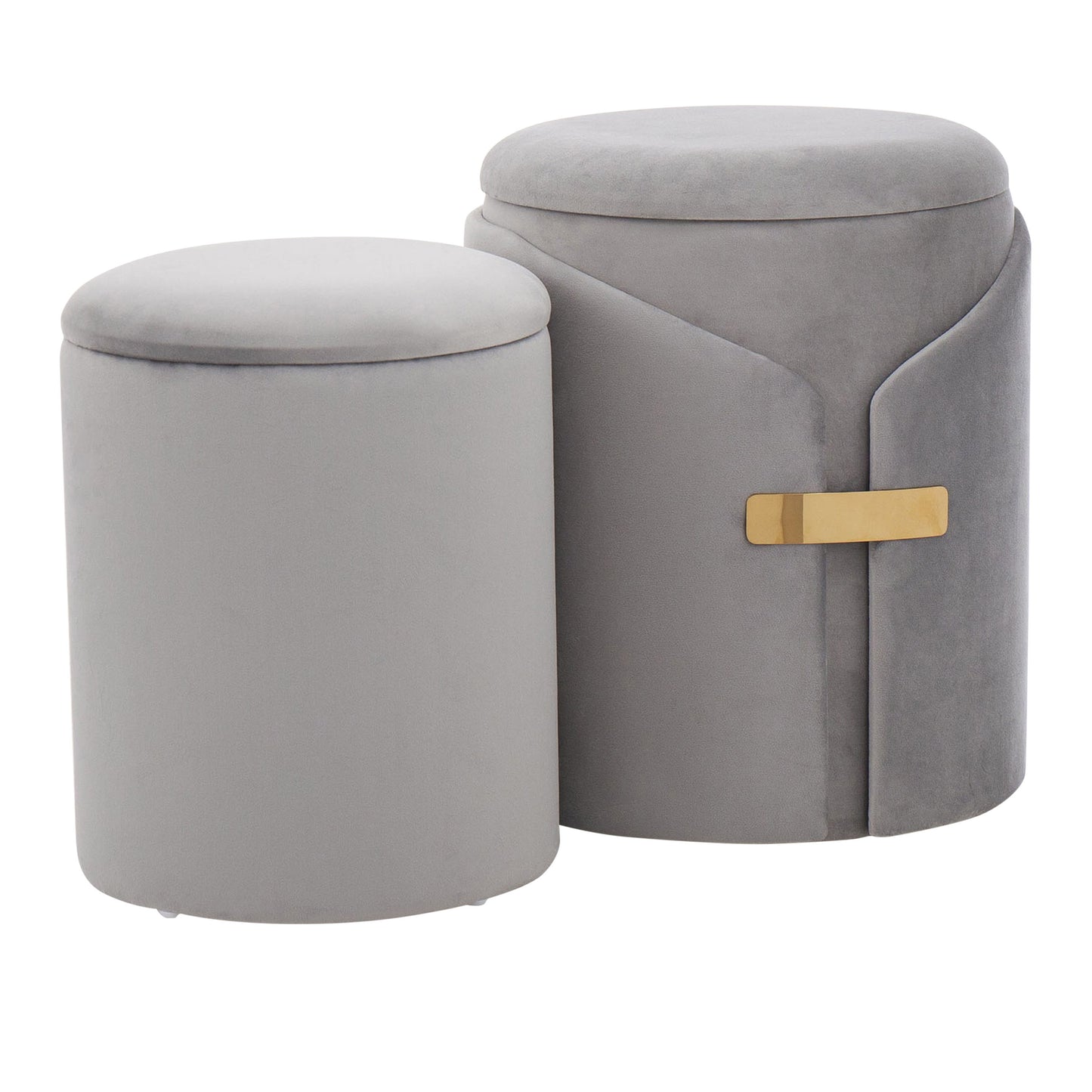 Dahlia - Contemporary / Glam Nesting Ottoman Set - Silver