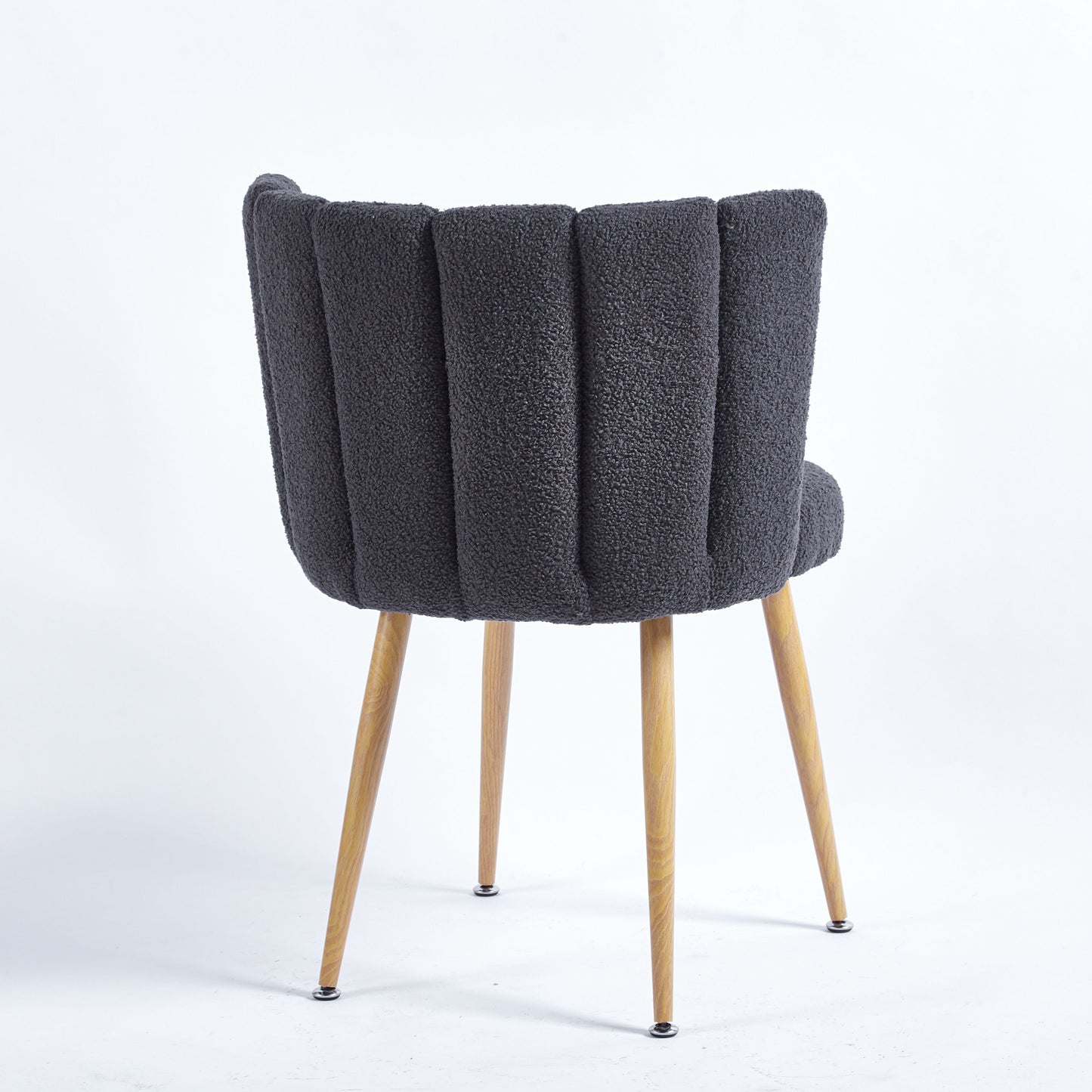 Modern Dining Chair (Set of 2) With Iron Tube Wood Color Legs, Shorthair Cushions And Comfortable Backrest, Suitable For Dining Room, Living Room, Cafe, Simple Structure - Gray