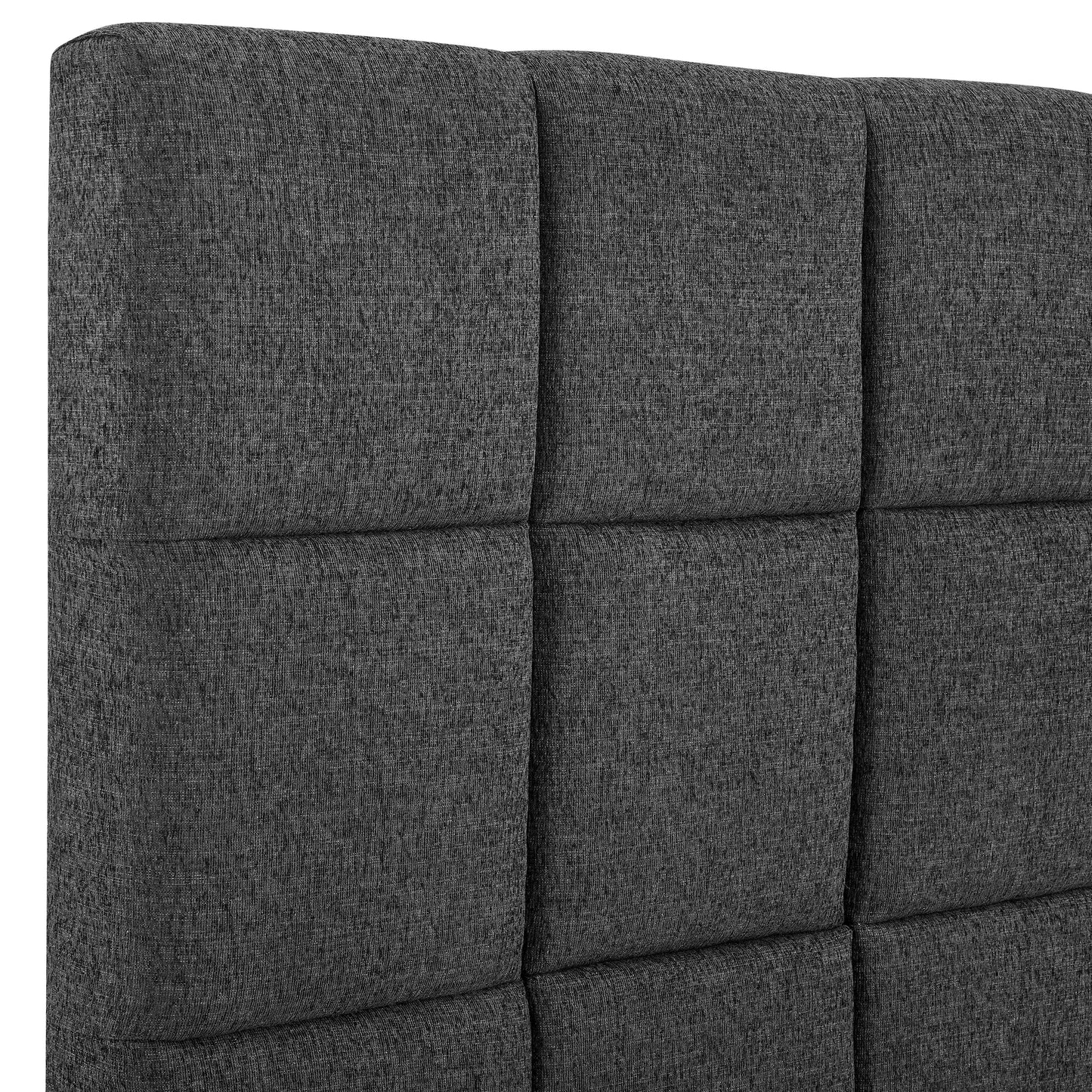 Queen Size Gray Squares Upholstered Platform Bed