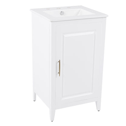 Modern 20.3" Bathroom Vanity With Sink, Functional Drawer, Soft Closing Door - White