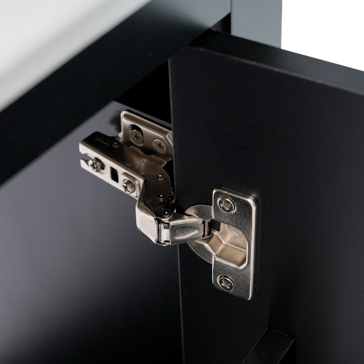 Modern Small Bathroom Vanity Cabinet With Ceramic Basin, Ample Storage, 1 Soft Close Door - Black