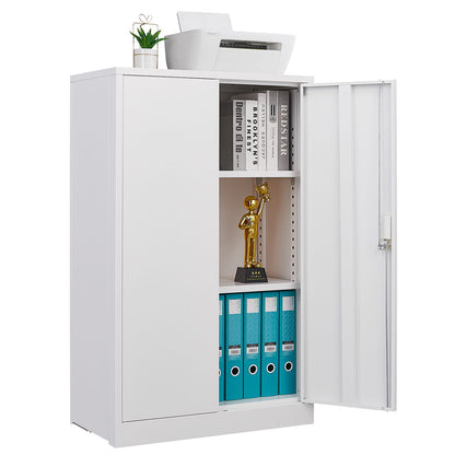 Metal Storage Cabinet With Locking Doors And Adjustable Shelf, Folding Filing Storage Cabinet, Folding Storage Locker Cabinet For Home Office, School, Garage - White