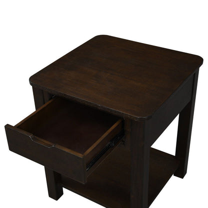 Flora - End Table With Drawer - Dark Brown