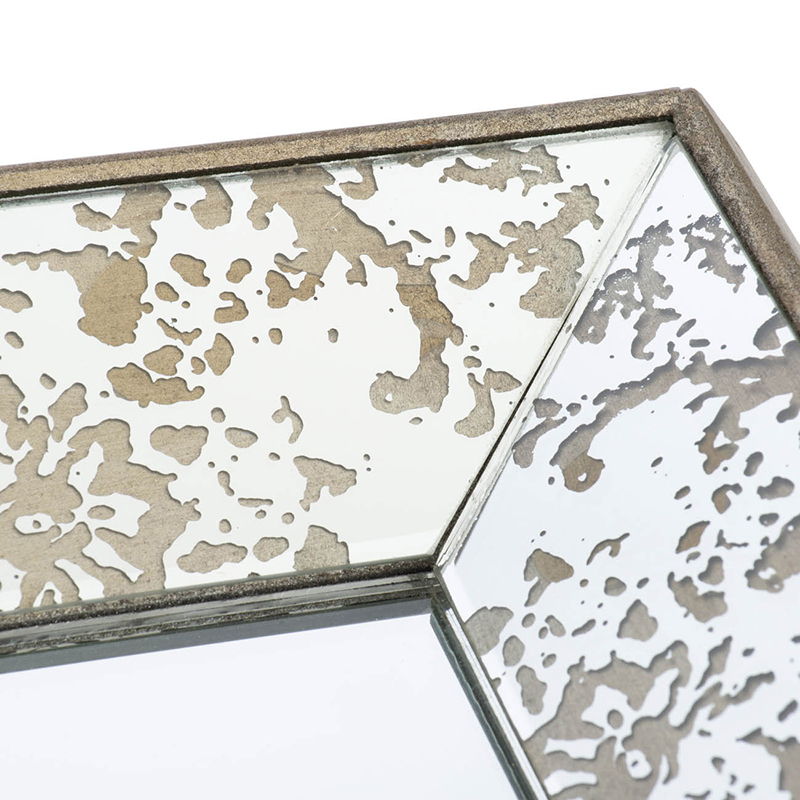Antique Rectangle Mirror With Floral Accents, Mirrored Display Tray, Hanging Wall Mirror - Silver