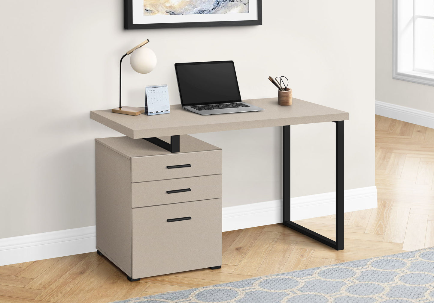 Computer Desk For Home Office, Laptop, Left Right Set - Up, Storage Drawers - Taupe