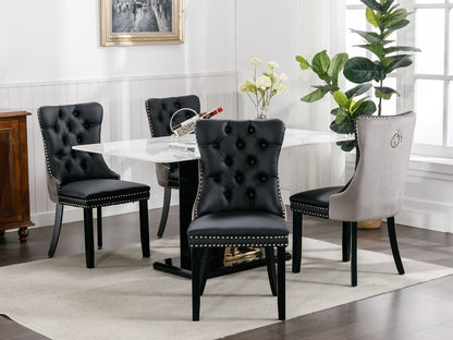 Nikki - Modern, High-End Tufted Solid Wood Contemporary And Velvet Upholstered Dining Chair With Wood Legs Nailhead Trim (Set of 2) - Black / Gray