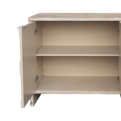 Accent Cabinet Farmhouse Style 4 Door Wooden Cabinet Sideboard Buffet Server Cabinet Storage Cabinet, For Living Room, Entryway, Hallway, Office, Kitchen And Dining Room - Natural Wood Wash