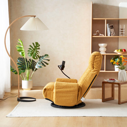 Adjustable Swivel Lounge Chair With 360 Degree Rotating Seat And Headrest Support, Leisure Chair Deck Chair Game Chair For Living Room - Yellow