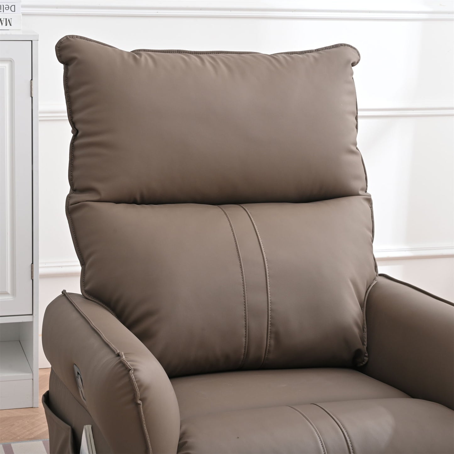 Rocking Recliner Chair, 360 Degree Swivel Nursery Rocking Chair, Glider Chair, Modern Small Rocking Swivel Recliner Chair For Bedroom, Living Room Chair Home Theater Seat, Side Pocket - Brown