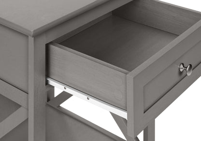 Accent End Table, 2 Tier, Storage Drawer, Transitional - Gray