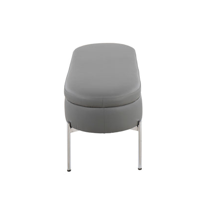 Chloe - Contemporary / Glam Storage Bench - Chrome / Gray