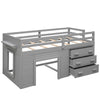 Twin Size Loft Bed With Cabinet And Shelf - Gray